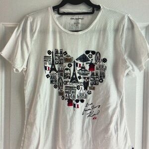 Karl Lagerfeld White Short Sleeve Tee with Paris Heart Motif